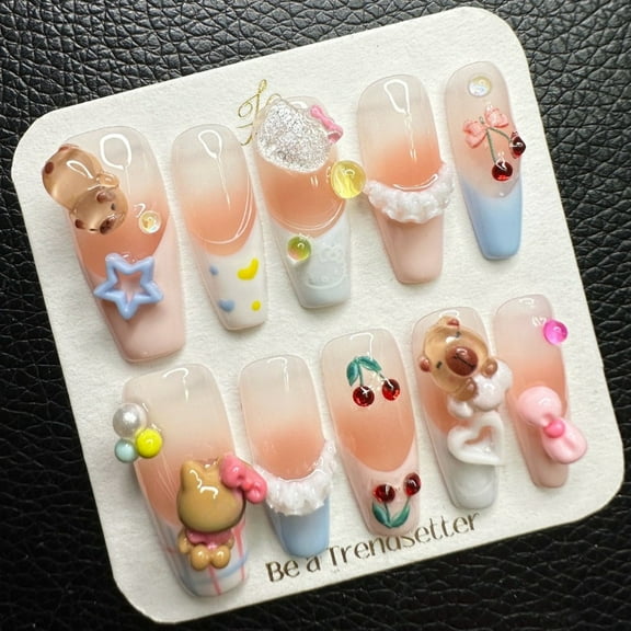 Pure Handmade Press on nails, JC Press On Nails Kit , Short Length Nail Press Ons, Durable, Easy Application, Stylish Impress Press On Nails,Perfect for Daily Wear & Special OccasionsE17 M