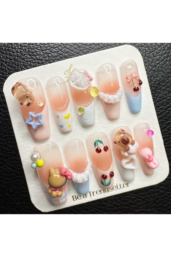 Pure Handmade Press on nails, JC Press On Nails Kit , Short Length Nail Press Ons, Durable, Easy Application, Stylish Impress Press On Nails,Perfect for Daily Wear & Special OccasionsE17 M