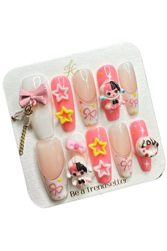 Pure Handmade Press on nails, JC Press On Nails Kit , Short Length Nail Press Ons, Durable, Easy Application, Stylish Impress Press On Nails,Perfect for Daily Wear & Special OccasionsE61 M
