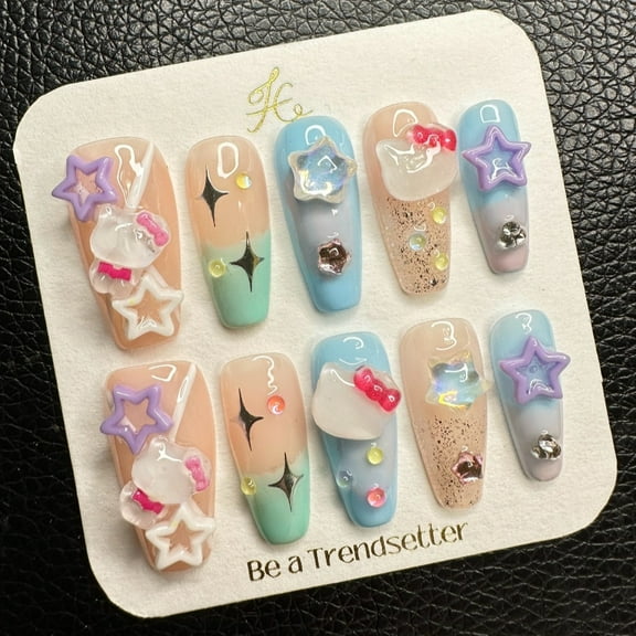 Pure Handmade Press on nails, JC Press On Nails Kit , Short Length Nail Press Ons, Durable, Easy Application, Stylish Impress Press On Nails,Perfect for Daily Wear & Special OccasionsE104 M