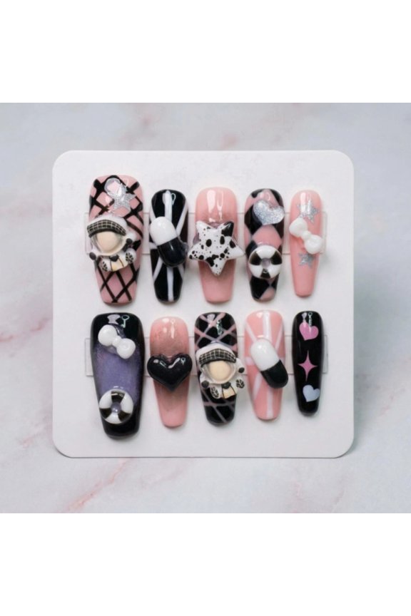 Easy to Apply Regular Acrylic Press-On Nails Kit with Base Coat, Purple