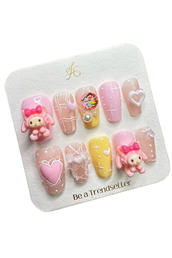 Pure Handmade Press on nails, JC Press On Nails Kit , Short Length Nail Press Ons, Durable, Easy Application, Stylish Impress Press On Nails,Perfect for Daily Wear & Special OccasionsE35 M