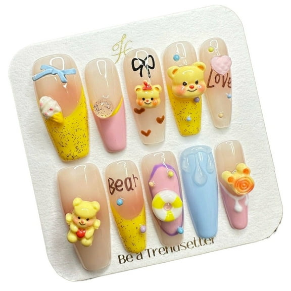 Pure Handmade Press on nails, JC Press On Nails Kit , Short Length Nail Press Ons, Durable, Easy Application, Stylish Impress Press On Nails,Perfect for Daily Wear & Special OccasionsE55 M