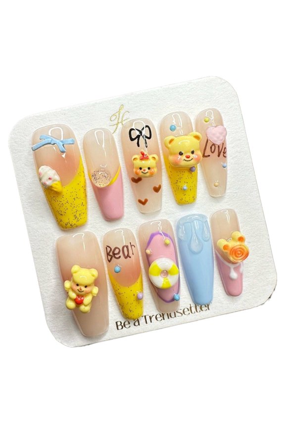 Pure Handmade Press on nails, JC Press On Nails Kit , Short Length Nail Press Ons, Durable, Easy Application, Stylish Impress Press On Nails,Perfect for Daily Wear & Special OccasionsE55 M