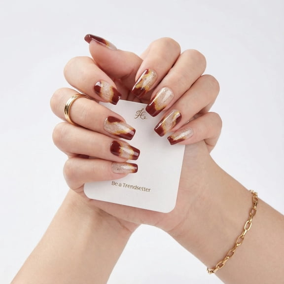 Pure Handmade Press on nails, JC Press On Nails Kit , Short Length Nail Press Ons, Durable, Easy Application, Stylish Impress Press On Nails,Perfect for Daily Wear & Special OccasionsE118 M