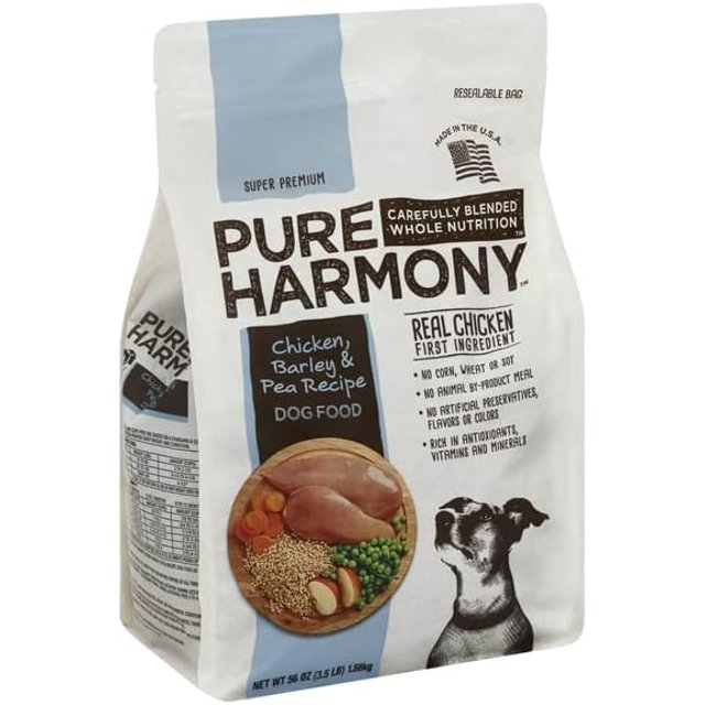 Pure Harmony, Dog Food, Chicken, Barley & Pea Recipe, 3.5 LB