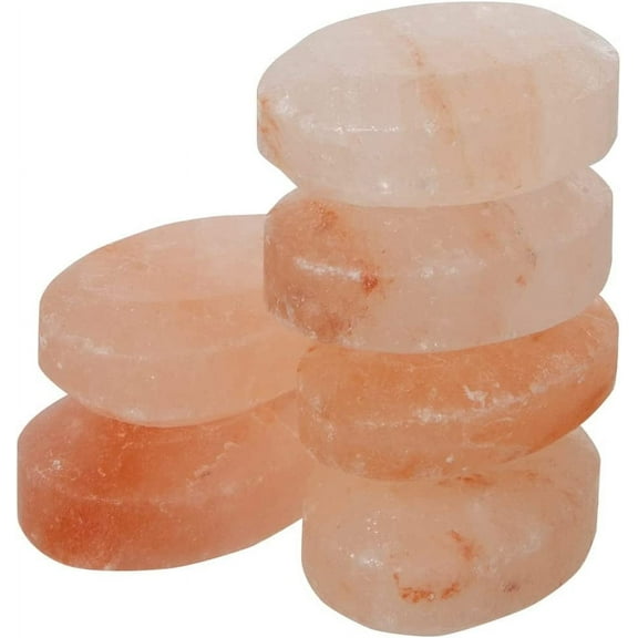 Pure Himalayan Salt Works Flat Oval Massage Stone, Pink Crystal Hand-Carved Stone for Massage, Deodorant and Salt and Sugar Scrubs, 2.5” W x 3.5” L x 1” D (Pack of 6 )