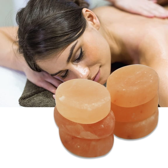 Pure Himalayan Salt Works Flat Oval Massage Stone, Pink Crystal Hand-Carved Stone for Massage Therapy, Deodorant and Salt and Sugar Scrubs (Pack of 6)