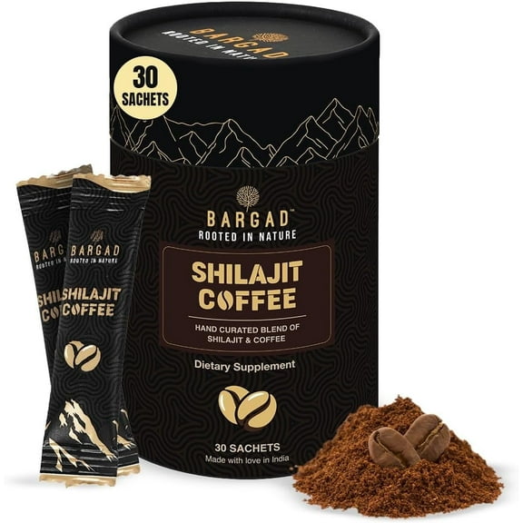 Shilajit Coffee 2000mg, Arabica Medium Roast  Energy, Focus, Stamina, Vitality & Wellness, 75% Fulvic Acid, 85+ Trace Minerals, Adaptogenic Supplement, 30 Count