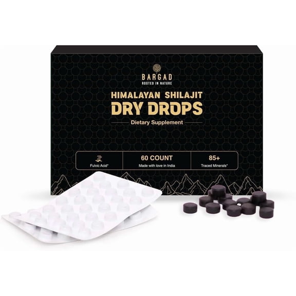 Pure Himalayan Shilajit Dry Drops  A-Grade Natural Shilajit Resin, 85+ Trace Minerals, High Fulvic Acid, Boost Energy & Maximize Potency, Authentic Altai Mumijo, No Fillers  60 Count