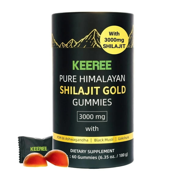 Pure Himalayan Shilajit-Gold Gummies for Men and Women 3000mg - Natural & Organic, Sugar-Free Formula - 60 Count