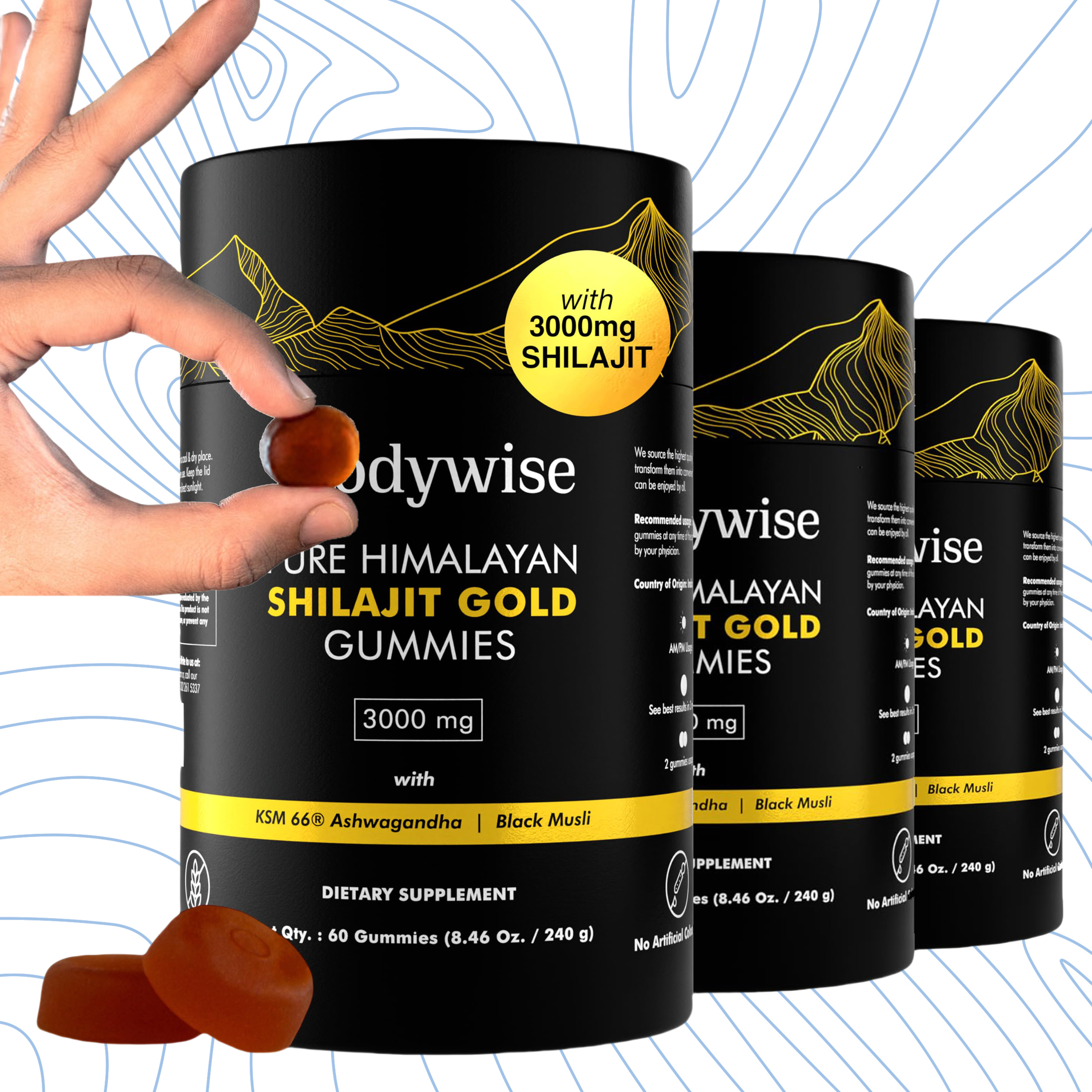 Pure Himalayan Shilajit Gummies Gold 100% Natural & Organic I 60 Gummy