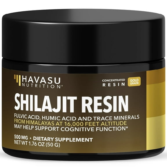 Pure Himalayan Shilajit Resin with Fulvic Acid, Humic Acid & 80+ Trace Minerals - 500mg Gold Grade Shilajit for Men & Women from 16,000 ft Altitude - 100 Servings - Concentrated Resin & Wooden Spoon