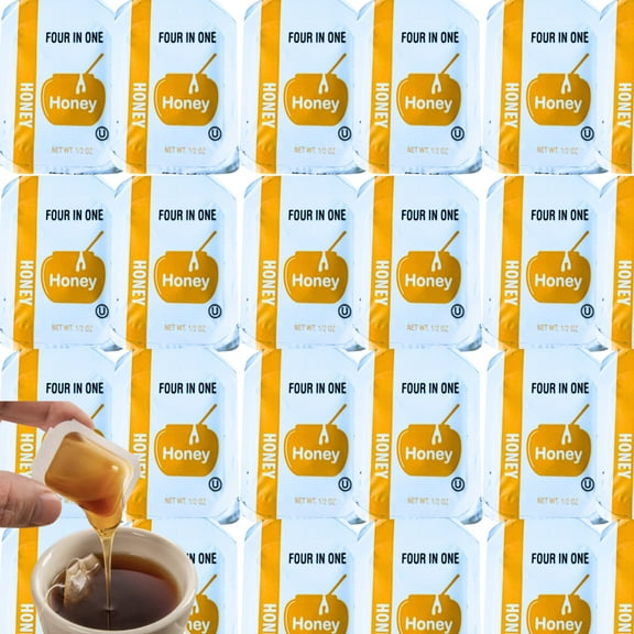 Pure Honey Packets 50 Count, 0.5 oz Each, Single Serve, Kosher, Bulk Travel-Size Honey for Tea, Coffee, Snacks & Food Service