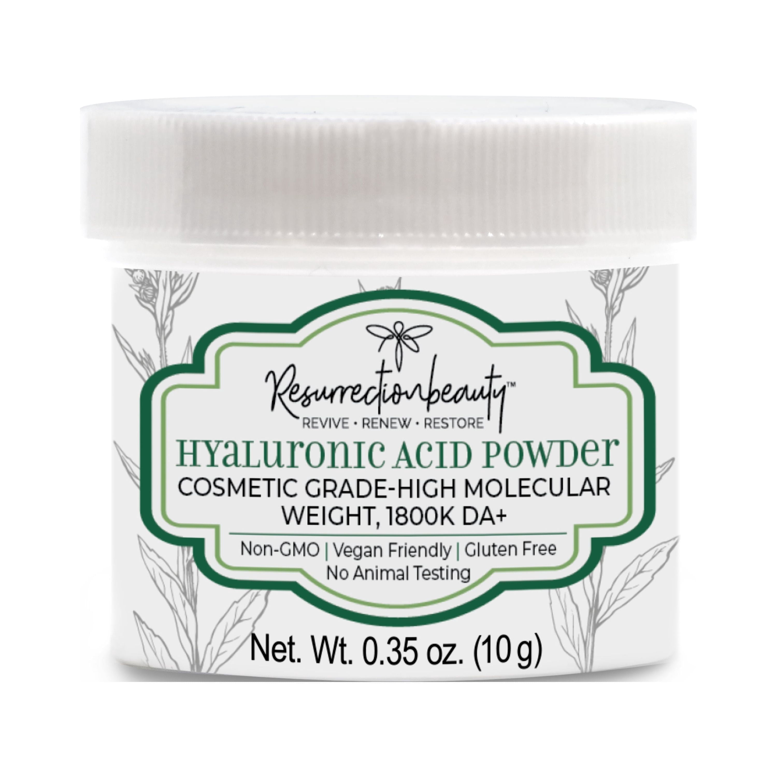 Serum Powder RESURRECTIONbeauty Hyaluronic Acid Serum Powder, High MW sodium ...