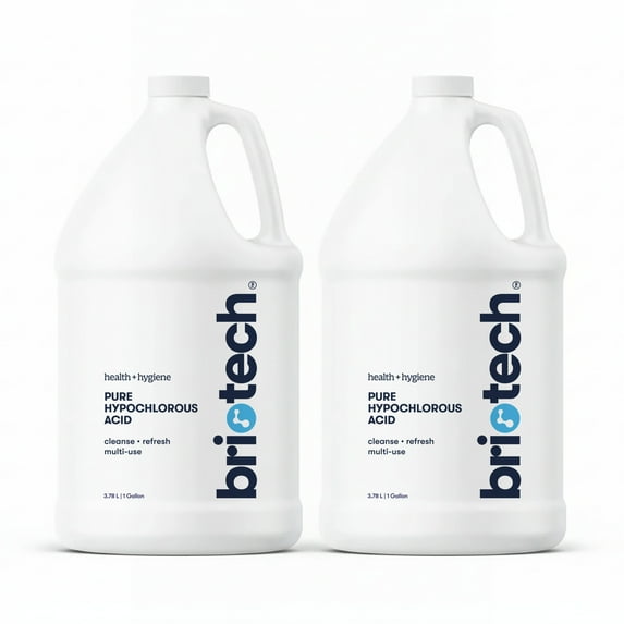 Briotech Pure Hypochlorous, Premium HOCl, Multi-Purpose Solution, 1 Gallon Refill (2 Pack)