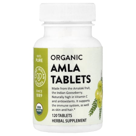 Pure Indian Foods Organic Amla Tablets, 120 Tablets (400 mg per Tablet)