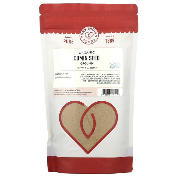 Pure Indian Foods Organic Cumin Seed, Ground, 8 oz (226 g)