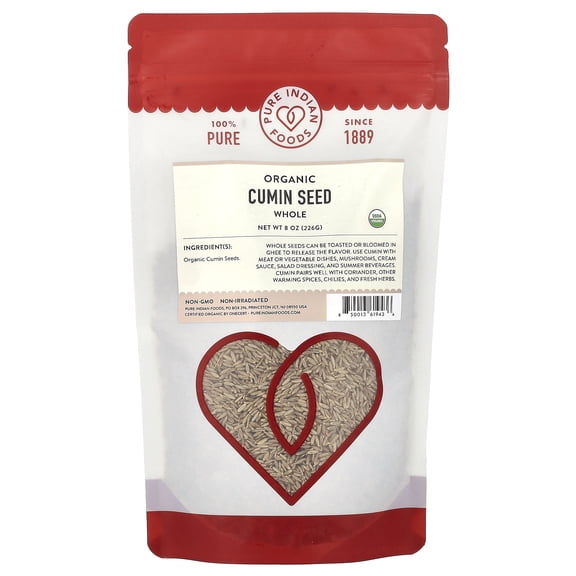 Pure Indian Foods Organic Cumin Seed, Whole, 8 oz (226 g)