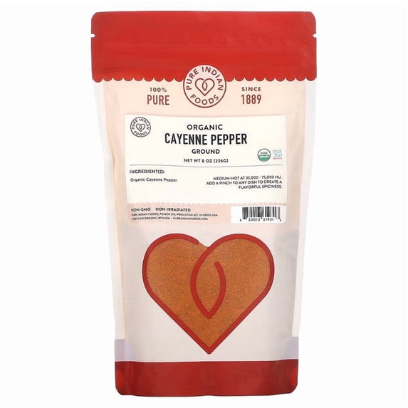 Pure Indian Foods, Organic Ground Cayenne Pepper, 8 oz Pack of 3
