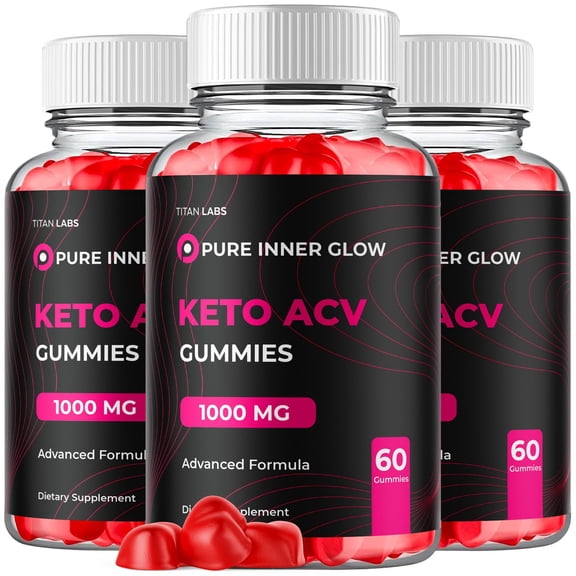 Pure Inner Glow Maximum Strength ACV Gummies Advanced Apple Cider Vinegar Supplement 1000MG Formula 180 Gummies