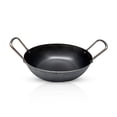 thumbnail image 1 of Pure Iron Kadai (Medium) | Flat Bottom Iron Kadai | Induction and Gas Stove Compatible | Flat Bottom Kadai Zishta | Iron Kitchenware Kadai Flat (Dia: 22.5cm, L: 29cm, Cap: 1.25L, H: 6.5cm, 0.8 Kg), 1 of 2