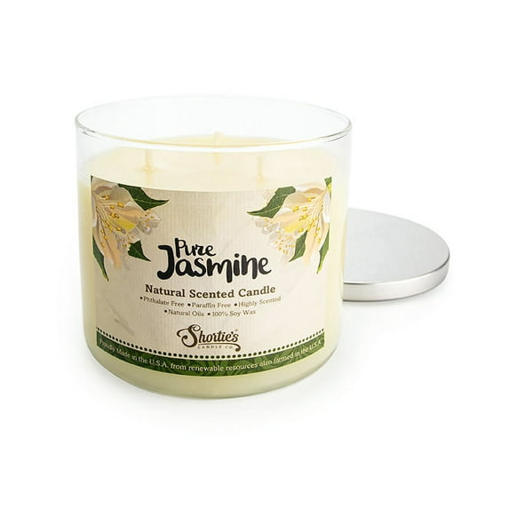 Pure Jasmine Scented 3 Wick Candle - All Natural - Made with 100% Responsibly Sourced Soy and Essential Fragrance Oils - Phthalate & Paraffin Free, Vegan, Non-Toxic