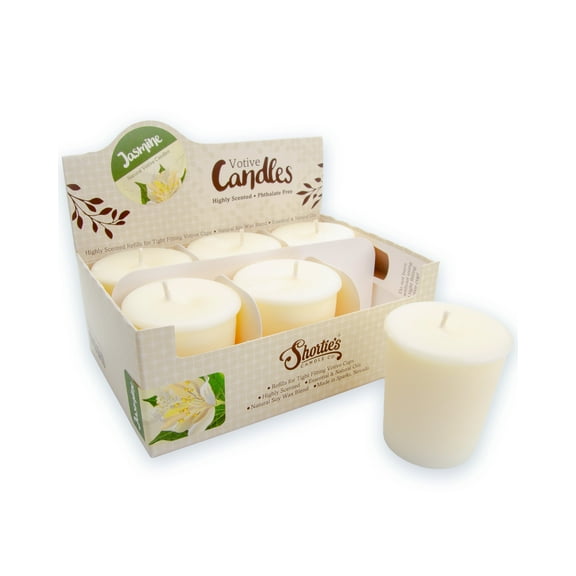 Pure Jasmine Soy Votive Candles - Scented with Essential & Natural Oils - 6 Yellow Natural Votive Candle Refills - Flower & Floral Collection