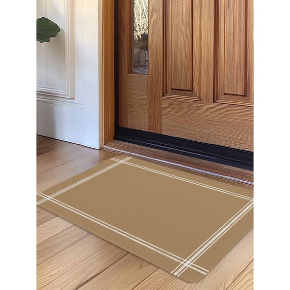 Pure Khaki Door Mat&nbsp;Indoor Outdoor Entrance, Non Slip Rug for Kitchen Bathroom Entryway Rug, Simple Solid Color Washable Doormat Floor Mat for Office Home Decor 20x31.5 Inch