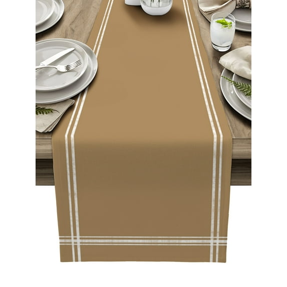 Pure Khaki Table Runner Simple Solid Color Tablerunners 13 x 120 Inch, Table Decorations Tabletop Scarf for Summer Gathering Holiday Farmhouse Kitchen Dining Decor