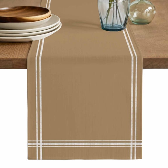 Pure Khaki Table Runner, Simple Solid Color Washable Cotton Linen Table Runners 36 Inches Long, Dresser Scarf Runner for Nightstand/End Tables/Round Tables 13''x36''