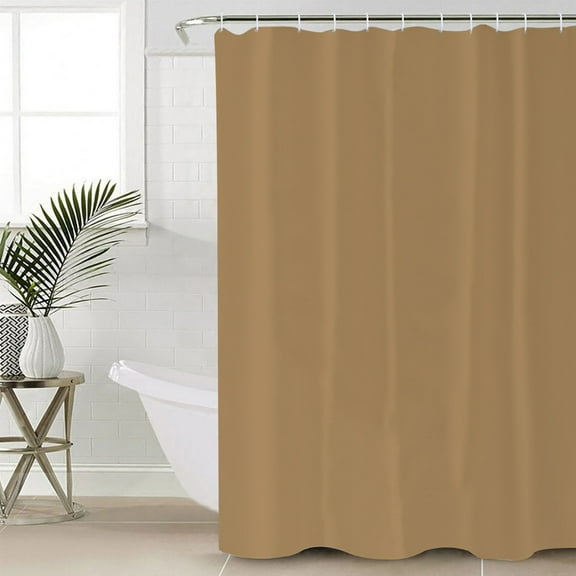 Pure Khaki Waterproof Fabric Shower Curtain, Simple Solid Color Shower Curtain for Bathroom Curtains Bathtubs Hotel Washable Shower Curtains with 12 Hooks Standard 66x72