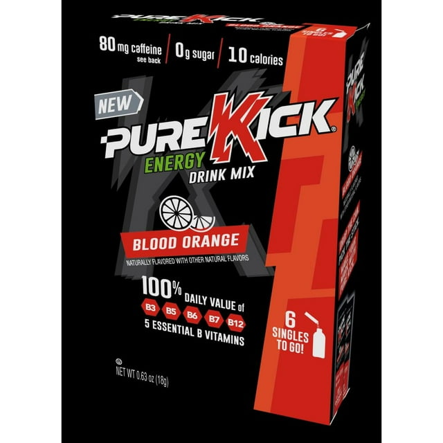 Pure Kick Blood Orange Energy Drink Mix, 0.105 Ounce 72 per Case