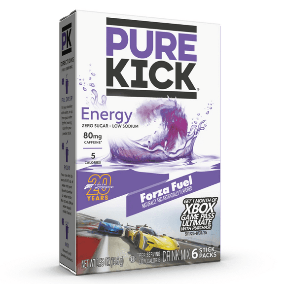 Pure Kick Energy Caffeine & Electrolyte Powder Drink Mix Forza Fuel Pack, 6 Count Packets