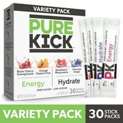 Pure Kick Energy & Hydration Electrolyte Powdered Drink Mix Variety Pack, 30 Count Packets