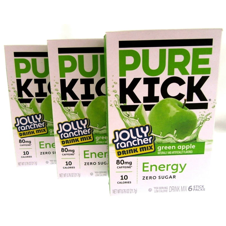 Pure Kick Energy Jolly Rancher Green Apple Drink Mix, 3
