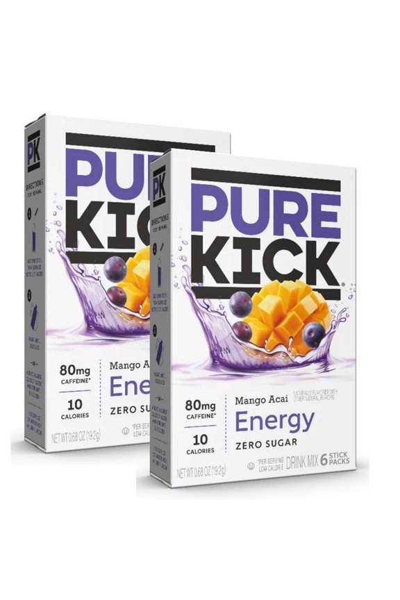 Energy Singles To Go Drink Mix Tropical Mango Acai Low-Calorie Sugar Free Water Beverages Good Source of Vitamins Mix Packet On the Go Refreshing Drinks 4 Boxes (24 Servings)