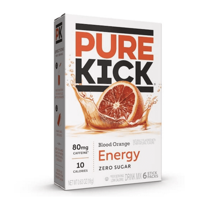 Pure Kick Energy Singles To Go Drink Mix Blood Orange, 3 Boxes with 6