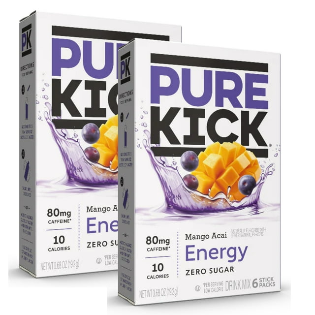 Pure Kick Energy Singles To Go Drink Mix Tropical Mango Acai Low