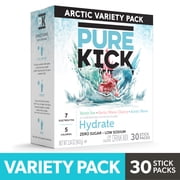 Pure Kick Arctic Variety pack Singles to Go Powdered Drink Mix, Arctic Wave, Arctic Wave Cherry, Arctic Ice, 30 Count Pa