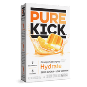 Pure Kick Orange Creampop, Hydration Electrolyte Powdered Drink Mix, 6 Count Packets