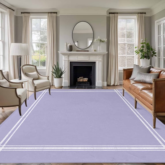 Pure Lavender Area Rug 6x9 FT, Non Slip Living Room Throw Carpet, Simple Solid Color Washable Soft Large Floor Carpet Non-Shedding Rug for Bedroom Dining Room Play Room
