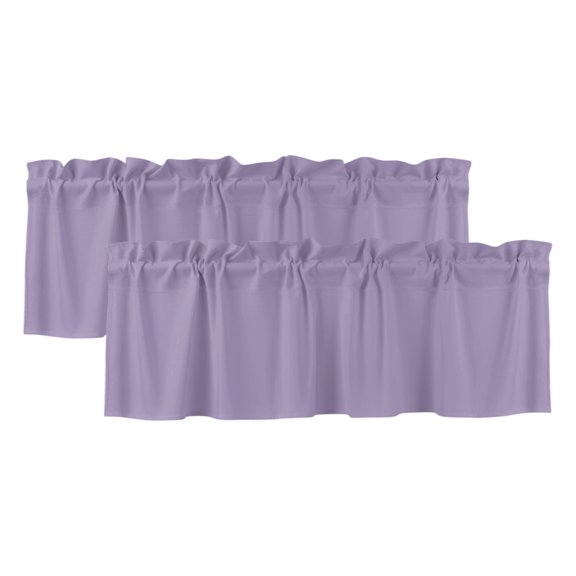 Pure Lavender Purple Curtain Valances for Windows, Kitchen Valance Window Treatments Panel 2 Pack, Modern Solid Color Minimalist Art Rod Pocket Short Curtains for Bathroom Bedroom 42 x 12 Inch