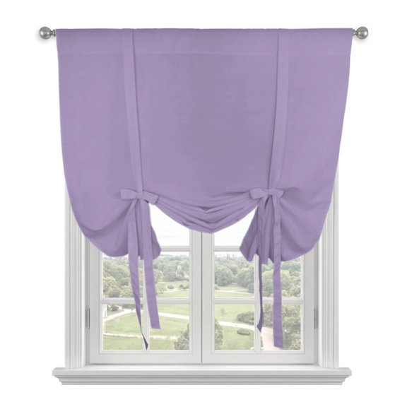 Pure Lavender Purple Tie Up Curtains for Window, Thermal Insulated Balloon Shade Adjustable Rod Pocket Curtains Valance Panels for Kitchen Bathroom Cafe 34 x 45 Modern Solid Color Minimalist Art