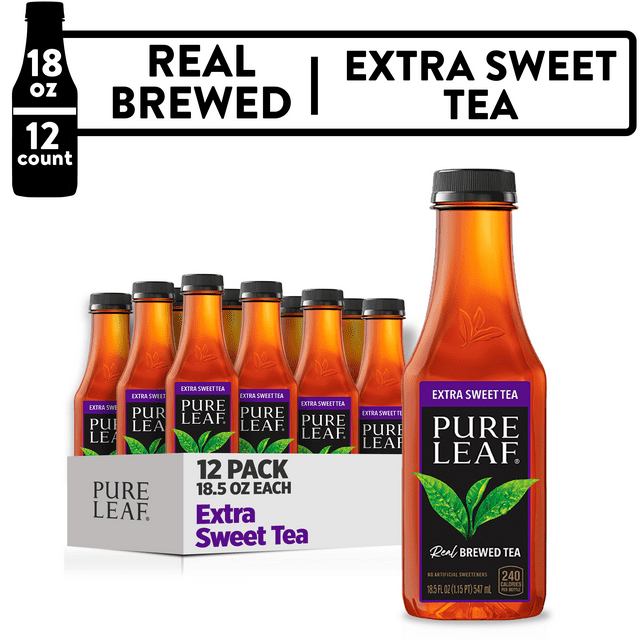 Pure Leaf Extra Sweet Tea Iced Tea, Bottled Tea Drink, 18.5 fl oz, 12 ...