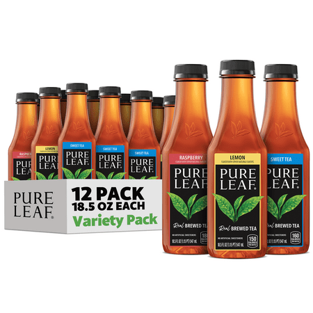 Pure Leaf Real Brewed Variety Pack, Iced Tea Bottled Tea Drink, Sweetened, 18.5 oz, 12 Bottles