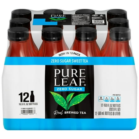 Pure Leaf Zero Sugar Real Brewed Iced Tea Sweet Tea, 16.9 fl oz, 12 Count