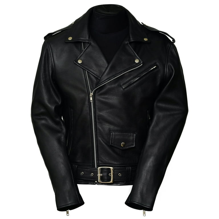 Pure Leather Biker Short Genuine Cowhide Men's Jacket(Black) Pure Leather Biker Short Genuine Cowhide Men's Jacket(Black)