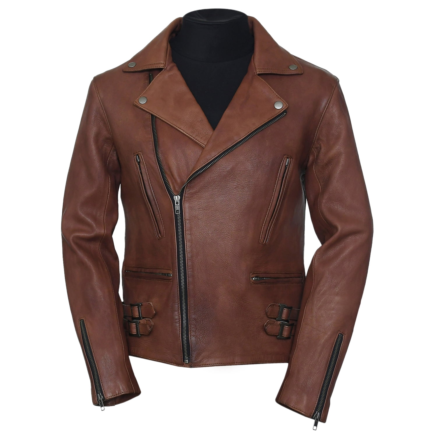 Pure Leather - Men's Easy Rider Motorcycle Lambskin Leather Jacket ...