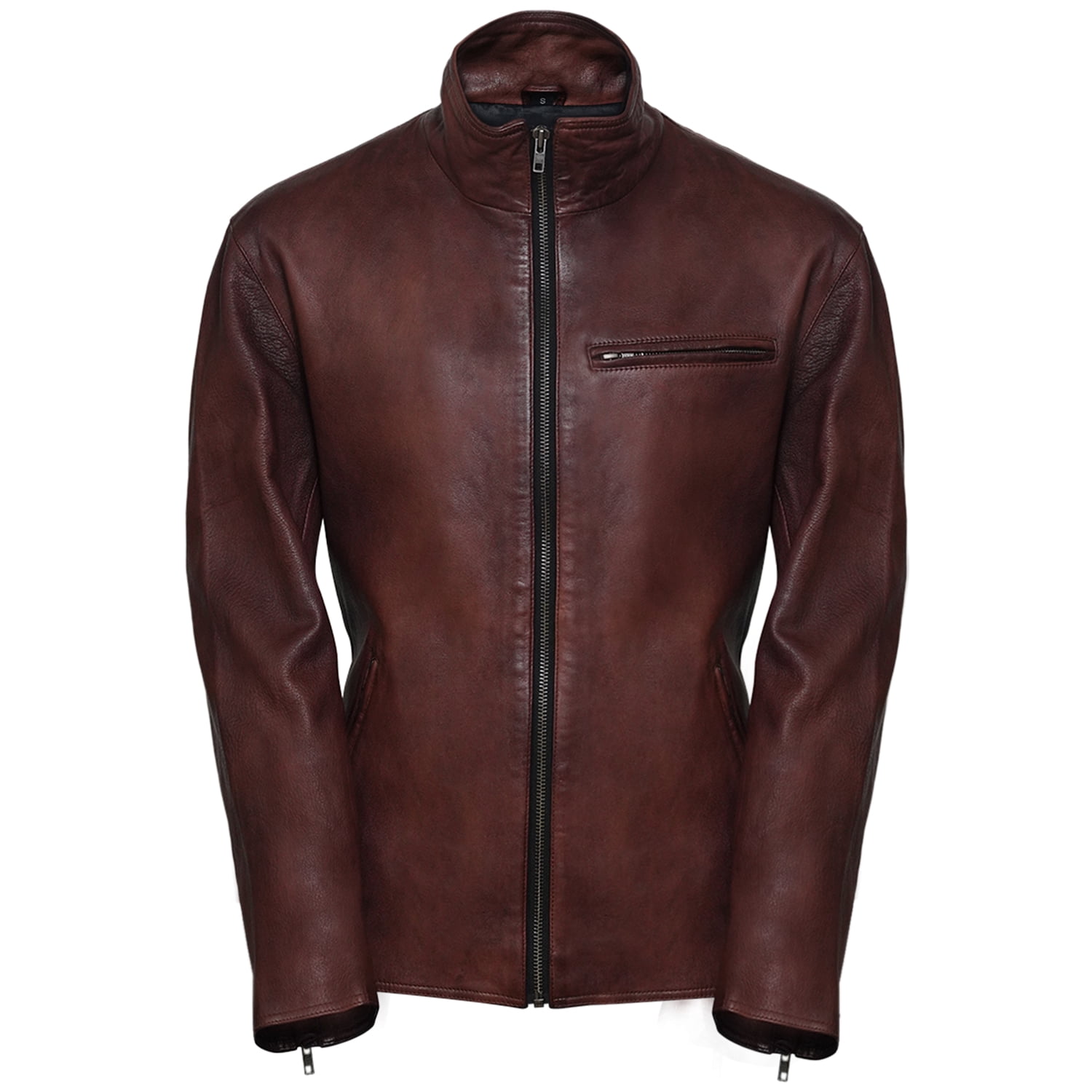 Pure Leather Slim Fit Lambskin Jacket Men - Classic Rider Casual Collar ...